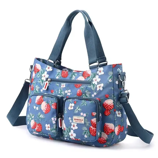 女性用多機能中高年ママバッグナイロンクロスボディバッグプリントレディースハンドヘルドシングルショルダーバッグ